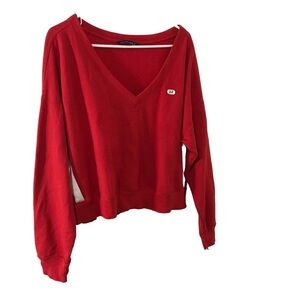 Abercrombie & Fitch Red V-Neck Sweater